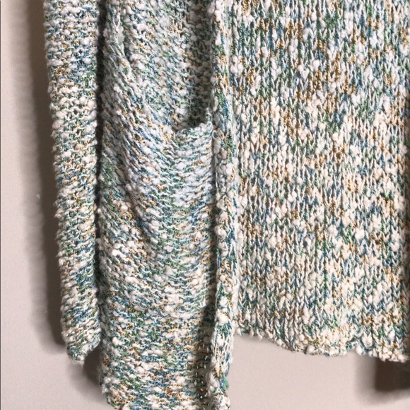 MOTH by Anthropologie Hooded Chunky Knit Cardigan Spring Colors Pockets Open - Picture 3 of 11